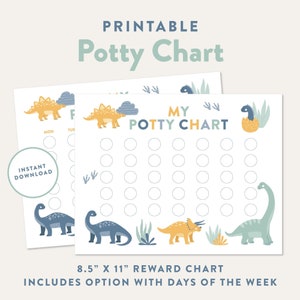 Dinosaurier Töpfchen Tabelle, druckbare Belohnungstabelle für Kinder, Kleinkind Tabelle, Dino Sticker Tabelle, Instant Download PDF