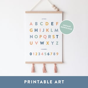 Alphabet Numbers Poster: Pastel Kids Room Decor (Digital Download)