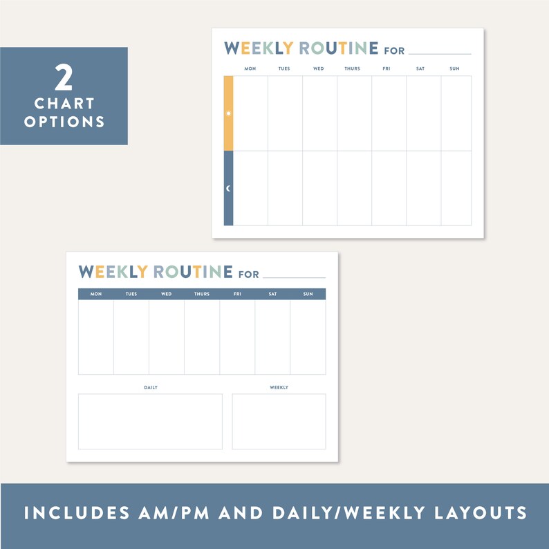 Kids Weekly Routine Chart: Visual Schedule With Icons (digital Download ...