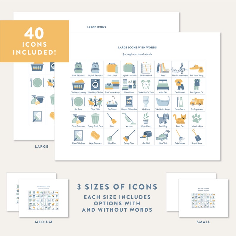 Visual Chore Charts for Kids, Printable Routine Chart, Visual ...