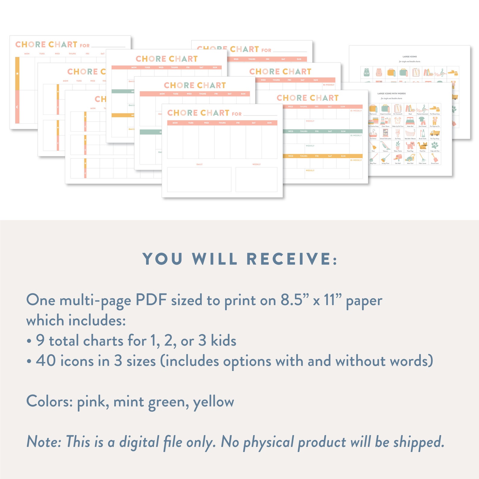 Visual Chore Charts for Kids, Printable Routine Chart, Visual ...