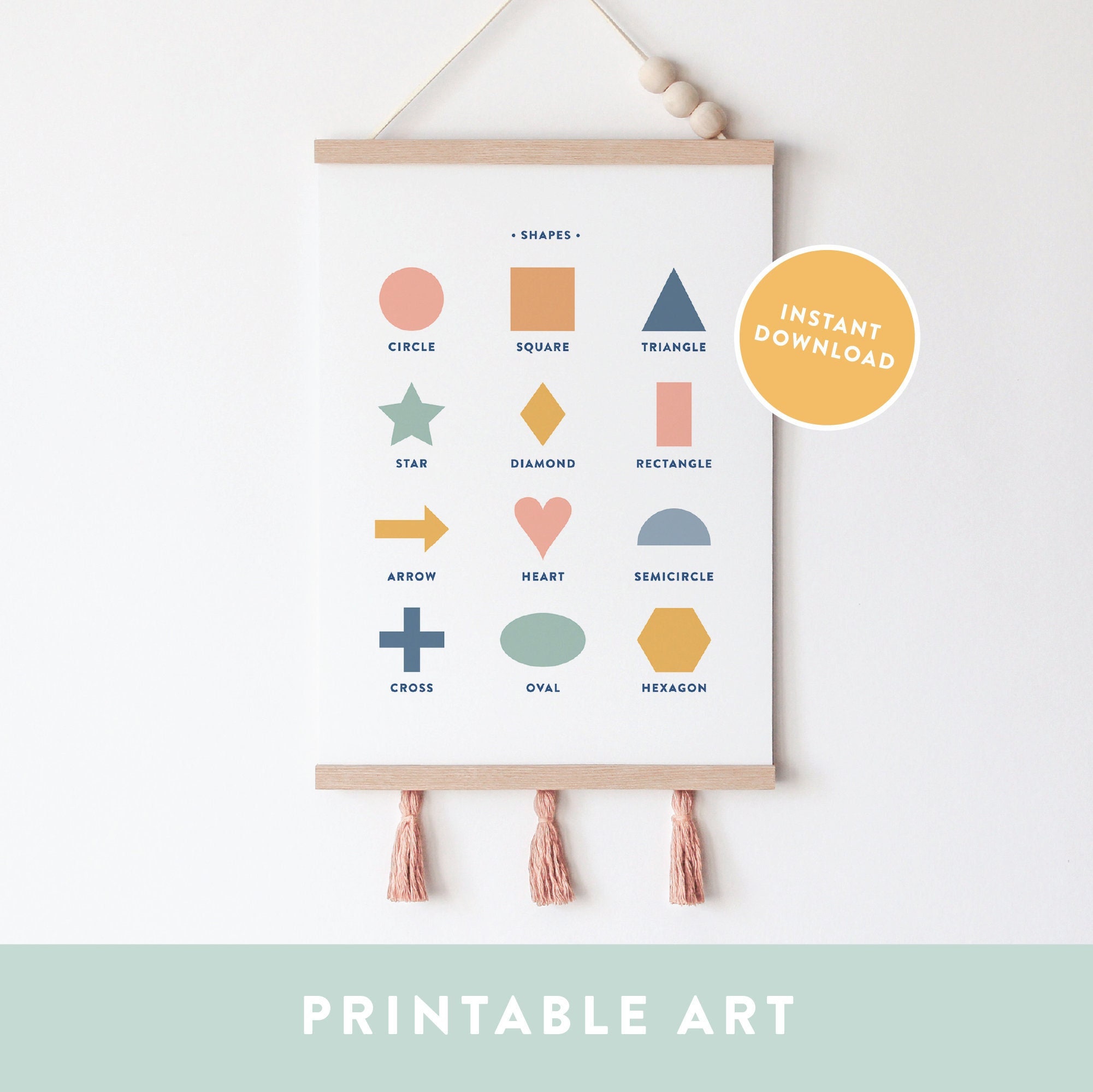 Shapes Educational Poster, Printable Wall Art, Playroom Wall Decor ...