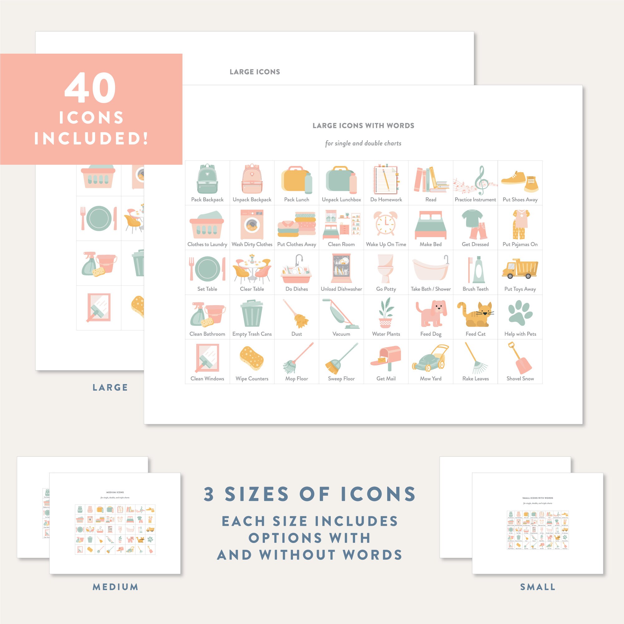 Visual Chore Charts for Kids, Printable Routine Chart, Visual