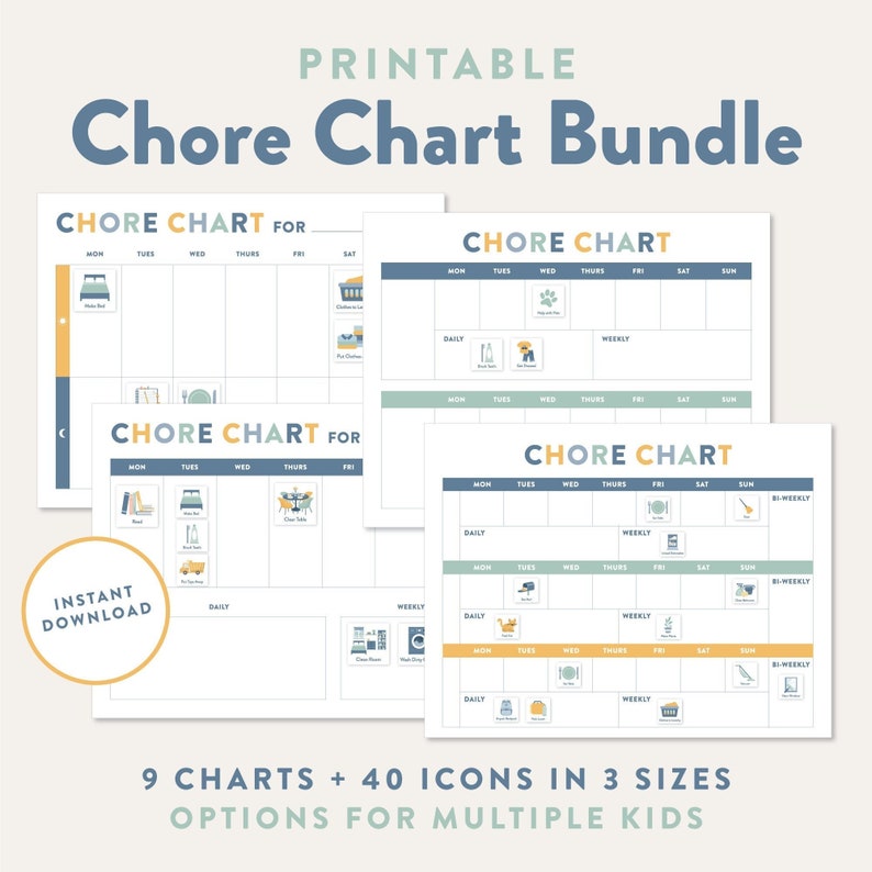 Visual Chore Charts for Kids, Printable Routine Chart, Visual ...
