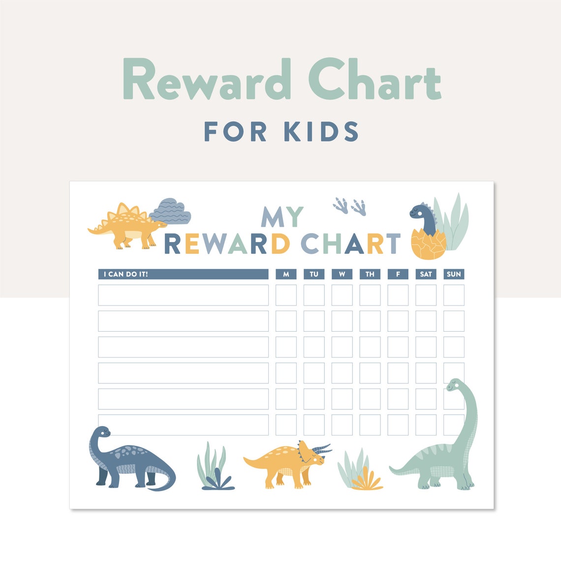 Dinosaur Reward Chart Printable Sticker Chart Kids Chart - Etsy