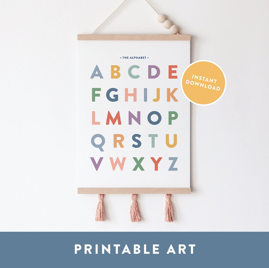 Alphabet Printable Wall Art, A to Z Educational Poster, Playroom Art ...