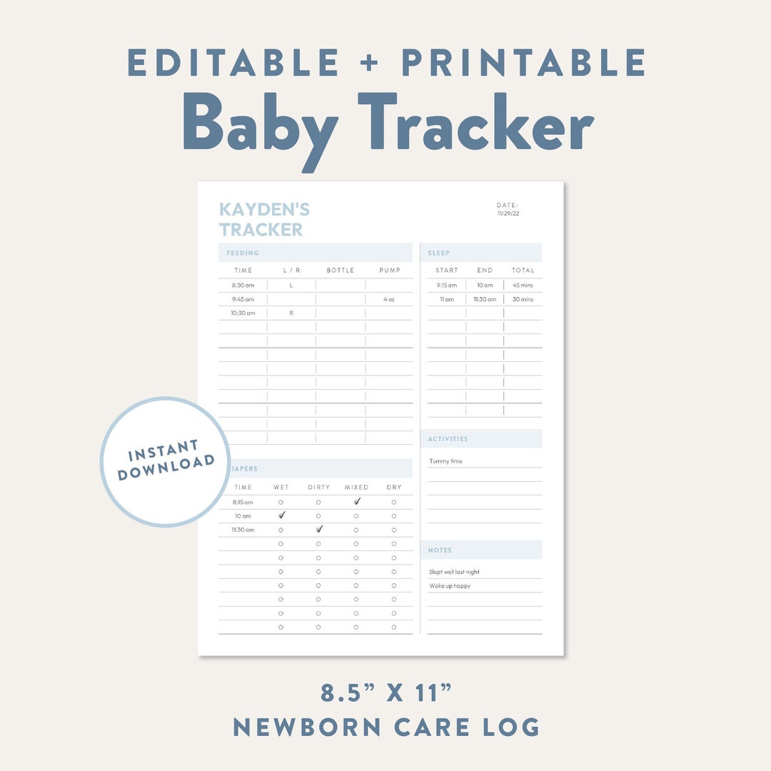 Printable Baby Tracker: Newborn Care Log (digital Download) - Etsy