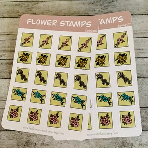 Flower Sticker Sheet / Spring Bullet Journaling Stickers / Flower Stamps