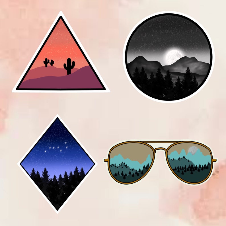 Nature Landscape Sticker Pack - Etsy