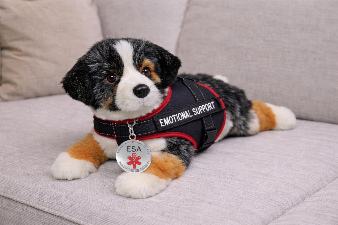 ESSA Australian Shepherd Emotional Support Plush Stuffed Animal - Etsy