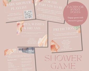 Virtual Baby Shower Activity Posts | Instant Download | Editable Templates | The Emery Collection