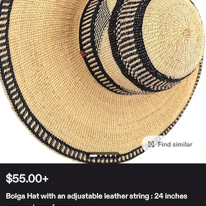 Bolga Hat with an adjustable leather string