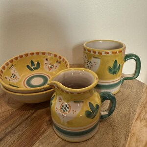 Hand Painted Vintage Yellow Italian Dishes from Solimene Vietri, &#39;Decoro Campagna&#39;