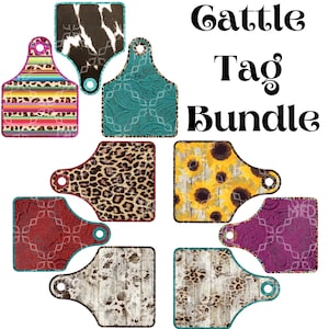 Cattle Tag Digital Elements PNG, Stock Show Leopard Serape Cow Clipart Digital Download, Stock, Cow Sheep Pig Tag, Cow Digital Element