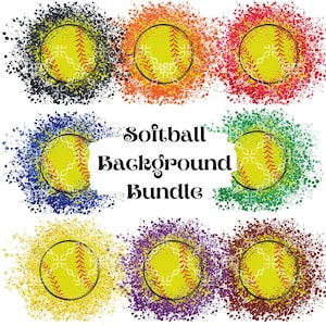 Fondos de softbol PNG, Softball Glitter Splash Digital Elements, Softball Season Nombre del equipo y colores Fondos digitales personalizados