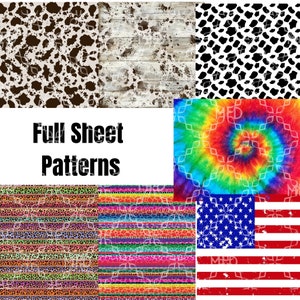 Full Sheet Pattern Sublimation Transfer, Full Sheet Pattern Sublimation Ready to Press Transfer, Serape Cow Flag Tie Dye Sublimation Transfe