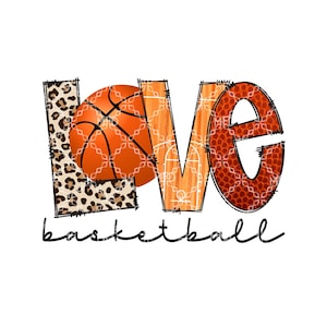 Love Basketball PNG, Basketball Heart Digital Download, Basketball Mom Digital Design, Love Basketball Leopard  Sublimation Digital Design