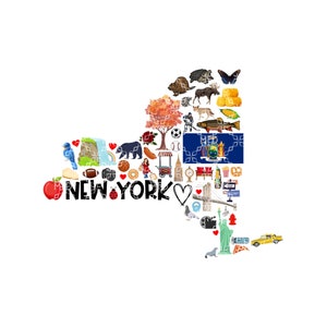 New York PNG, State of New York Favorites Symbols Digital Download, The Big Apple Digital Design, New York Sublimation Digital Design