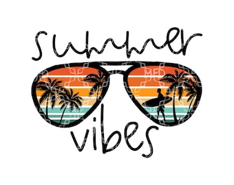 Summer Vibes Sublimation Transfer, Summer Summertime Sublimation Ready to Press Transfer, Summer Sunglasses Sublimation T-Shirt Transfer