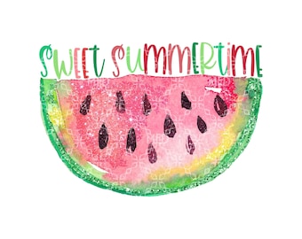 Söt sommar PNG, sommarvattenmelon PNG, digital nedladdning av sommar, digital sublimeringsdesign för söt glittervattenmelon