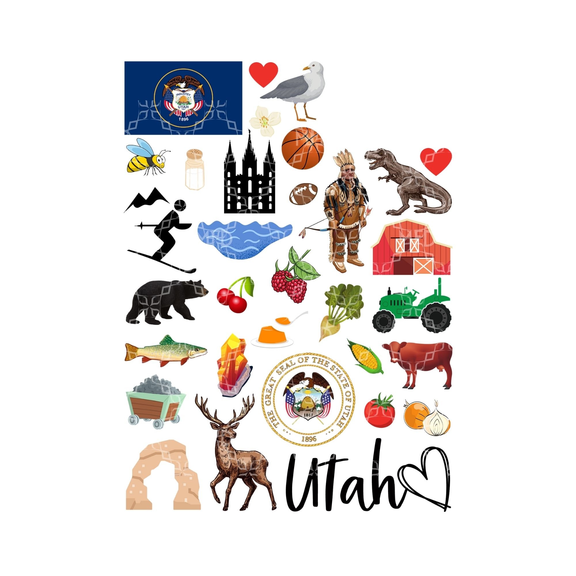 Utah PNG State of Utah Symbols Digital Download the Beehive - Etsy Hong