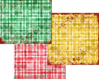 Christmas Plaid Paper Digital Elements PNG, Christmas Background Clipart Bundle Digital Download, Christmas Plaid Papers Digital Element