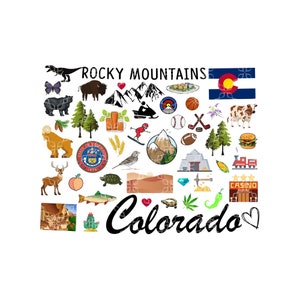 Colorado PNG, State of Colorado Symbols Digital Download, The Rocky Mountain State Digital Design, Colorado Sublimation Digital Design