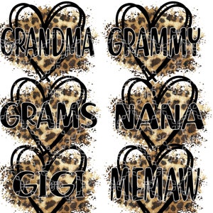 Granny Nana Grams Mimi GiGi Memaw Grandma PNG, Grandma Bundle Digital Download, Mother&#39;s Day Digital Design, Sublimation Digital Design