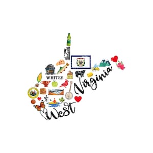 West Virginia PNG, State Of West Virginia Favorites Symbols Digital Download, Mountain Digital Design, Favorites Sublimation Digital Design