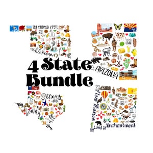 Southwestern United States Bundle PNG, Texas, Arizona, New Mexico, Oklahoma Digital Download, Southwest States Sublimation Digital Design