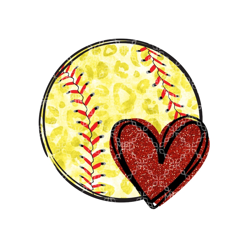 Love Softball PNG Softball Heart Digital Download Softball Etsy