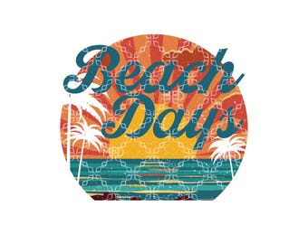 Beach Day PNG, Summer Vibes Retro Beach PNG, Summertime Digital Download, Summer Summertime Beach Days Digital Sublimation Design