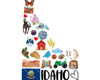 Idaho PNG, digital nedladdning av symboler för delstaten Idaho, digital design för ädelstensstaten, digital design för sublimering av Idaho