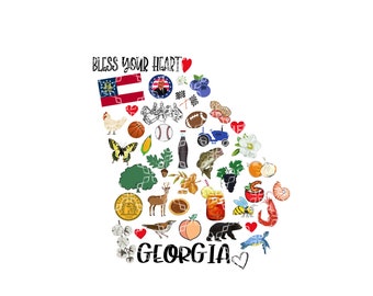 Georgia PNG, digital nedladdning av delstaten Georgias symbol, digital design för persikastaten, digital design för Georgias favoriter, sublimering