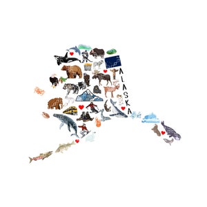 Alaska PNG, State of Alaska Symbols Digital Download, The Last Frontier State Digital Design, Alaska Favorites Sublimation Digital Design