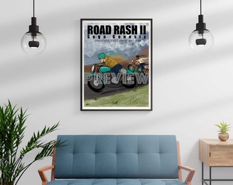 Road Rash 2 - Mid-Century Modern Retro Artwork