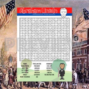 Abraham Lincoln Word Search