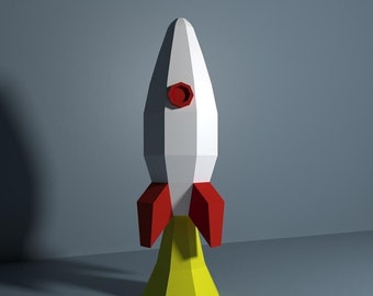 Rocket space, Low poly papercraft, gift,DIY PDF