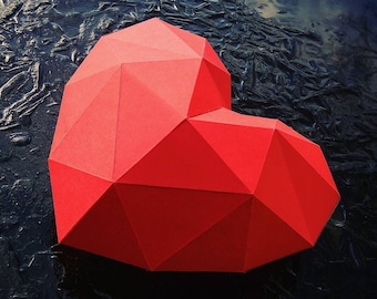 Heart - Low poly papercraft gift for Valentines Day, lovers gift,DIY PDF