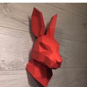 Rabbit head , Low poly papercraft, gift,DIY PDF