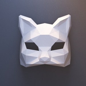 Cat mask, Low poly papercraft, gift,DIY PDF