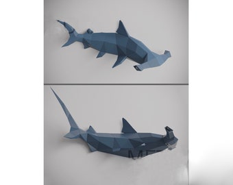 Shark, Low poly papercraft, gift,DIY PDF