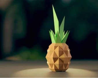 Pineapple, Low poly papercraft, gift,DIY PDF