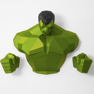Hulk, Low poly papercraft, cadeau, DIY PDF