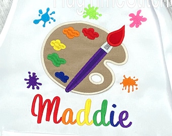 Personalized Paint Party Apron, Birthday Gift, Lightweight Kids Apron, Toddler Apron with Pockets, Artist Apron, Paint Splatter Apron