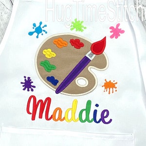 Personalized Paint Party Apron, Birthday Gift, Lightweight Kids Apron, Toddler Apron with Pockets, Artist Apron, Paint Splatter Apron