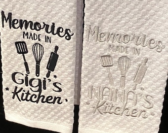 Embroidered Nana's Kitchen Towel: Custom Cotton Waffle Weave Tea Towel