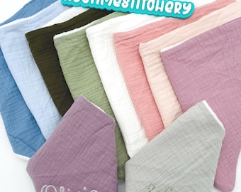 Personalized Muslin Baby Bib: Custom Embroidered Name, Adjustable Snaps