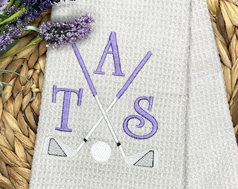 Personalized Embroidered Golf Towel: Custom Waffle Weave, Golfer Gift