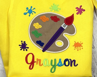 Personalized Kids Apron: Embroidered Paint Palette, Artist Smock